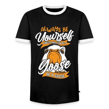 Goose Animal Bird Geese - Men's Ringer Shirt - black/white - Front - AI Model Female 172 light (172cm) & AI Model Male 178 light (178cm)