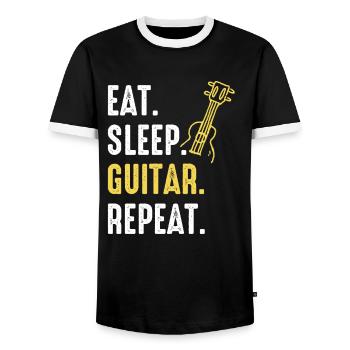 Guitar Guitarist Musician Acoustic Guitar Instruments - Men's Ringer Shirt - black/white - Front - AI Model Female 172 light (172cm) & AI Model Male 178 light (178cm)