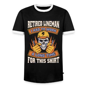 Lineman Électricien de poteau électrique de câble électrique - T-shirt contrasté Homme - noir/blanc - Devant - AI Model Female 172 light (172cm) & AI Model Male 178 light (178cm)
