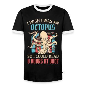 Octopus Octopus Cuttlefish Animal - Men's Ringer Shirt - black/white - Front - AI Model Female 172 light (172cm) & AI Model Male 178 light (178cm)