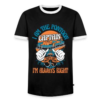 Ponton boat Captain Pontoon boats - T-shirt contrasté Homme - noir/blanc - Devant - AI Model Female 172 light (172cm) & AI Model Male 178 light (178cm)