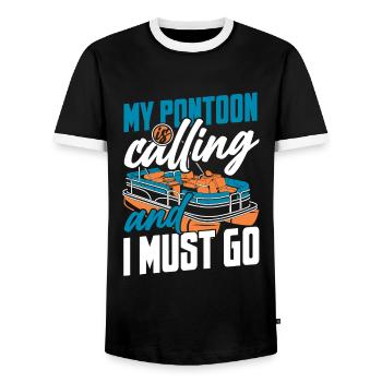 Ponton boat Captain Pontoon boats - T-shirt contrasté Homme - noir/blanc - Devant - AI Model Female 172 light (172cm) & AI Model Male 178 light (178cm)