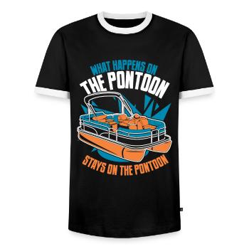 Ponton boat Captain Pontoon boats - T-shirt contrasté Homme - noir/blanc - Devant - AI Model Female 172 light (172cm) & AI Model Male 178 light (178cm)