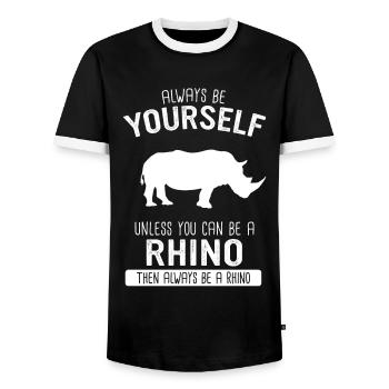 Nashorn Rhinozeros - Männer Kontrast-T-Shirt - Schwarz/Weiß - Vorne - AI Model Female 172 light (172cm) & AI Model Male 178 light (178cm)