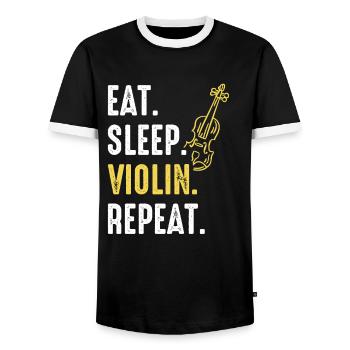 Violin Violin Violinist Instrument - Men's Ringer Shirt - black/white - Front - AI Model Female 172 light (172cm) & AI Model Male 178 light (178cm)