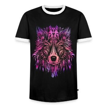 Wolf Wölfe Tier Jaulen - Männer Kontrast-T-Shirt - Schwarz/Weiß - Vorne - AI Model Female 172 light (172cm) & AI Model Male 178 light (178cm)