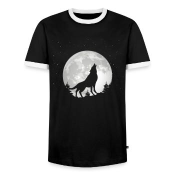 Wolf Wölfe Tier Jaulen - Männer Kontrast-T-Shirt - Schwarz/Weiß - Vorne - AI Model Female 172 light (172cm) & AI Model Male 178 light (178cm)