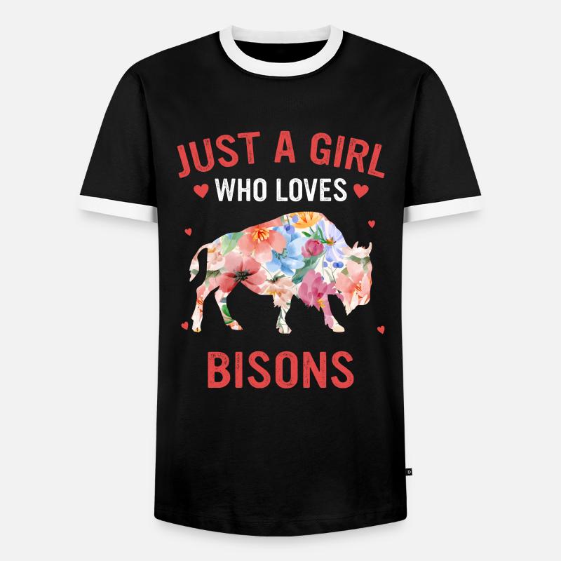 Bison Büffel Bulle Buffalo Bisons - Männer Kontrast-T-Shirt - Schwarz/Weiß