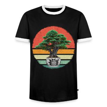 Bonsai Baum Japanisch Bonsai - Männer Kontrast-T-Shirt - Schwarz/Weiß - Vorne - AI Model Female 172 light (172cm) & AI Model Male 178 light (178cm)