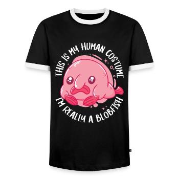 Blobfisch Fische Lustig Blob Blobby Klecksfisch - Männer Kontrast-T-Shirt - Schwarz/Weiß - Vorne - AI Model Female 172 light (172cm) & AI Model Male 178 light (178cm)