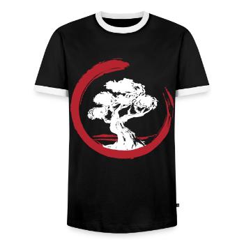 Bonsai Baum Japanisch Bonsai - Männer Kontrast-T-Shirt - Schwarz/Weiß - Vorne - AI Model Female 172 light (172cm) & AI Model Male 178 light (178cm)