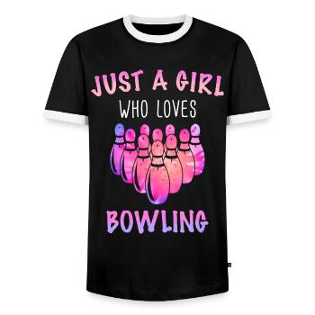 Bowling Bowler Pin Ball Bowling Ball - T-shirt contrasté Homme - noir/blanc - Devant - AI Model Female 172 light (172cm) & AI Model Male 178 light (178cm)