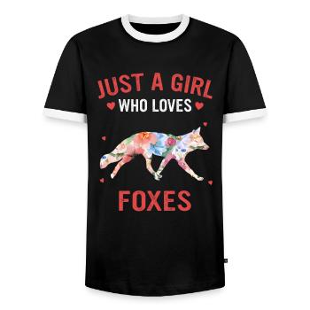 Fox foxes animal - Men's Ringer Shirt - black/white - Front - AI Model Female 172 light (172cm) & AI Model Male 178 light (178cm)