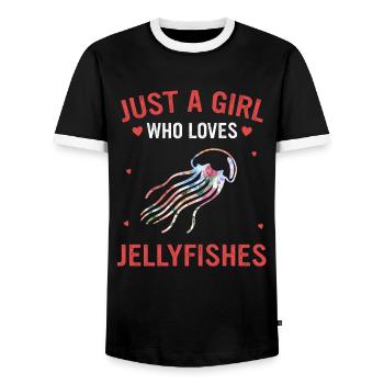 Qualle - Männer Kontrast-T-Shirt - Schwarz/Weiß - Vorne - AI Model Female 172 light (172cm) & AI Model Male 178 light (178cm)