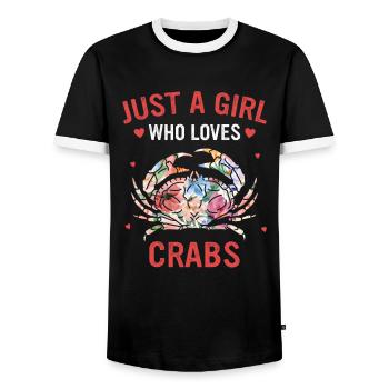 Crab Hermit Crab Crab - Men's Ringer Shirt - black/white - Front - AI Model Female 172 light (172cm) & AI Model Male 178 light (178cm)