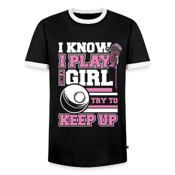 Lacrosse Sports Lacrosse Players - Men's Ringer Shirt - black/white - Front - AI Model Female 172 light (172cm) & AI Model Male 178 light (178cm)