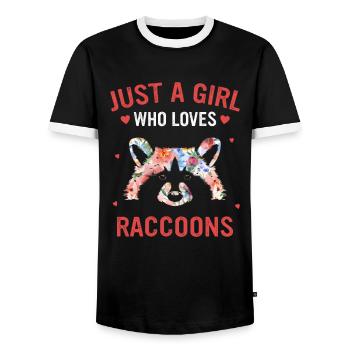 Raccoon - Men's Ringer Shirt - black/white - Front - AI Model Female 172 light (172cm) & AI Model Male 178 light (178cm)