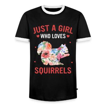 Squirrel Animal - Men's Ringer Shirt - black/white - Front - AI Model Female 172 light (172cm) & AI Model Male 178 light (178cm)