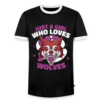 Wolf Wölfe Tier Jaulen - Männer Kontrast-T-Shirt - Schwarz/Weiß - Vorne - AI Model Female 172 light (172cm) & AI Model Male 178 light (178cm)