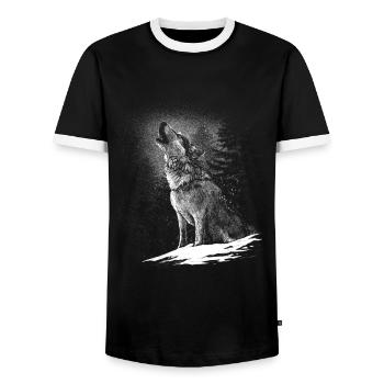 Wolf Wölfe Tier Jaulen - Männer Kontrast-T-Shirt - Schwarz/Weiß - Vorne - AI Model Female 172 light (172cm) & AI Model Male 178 light (178cm)
