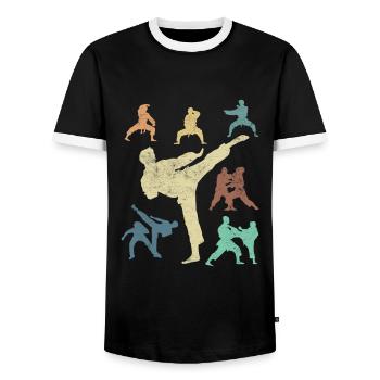 Koreanischer Kampfsport Taekwondo - Männer Kontrast-T-Shirt - Schwarz/Weiß - Vorne - AI Model Female 172 light (172cm) & AI Model Male 178 light (178cm)