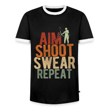 Bogenschießen Archery - Männer Kontrast-T-Shirt - Schwarz/Weiß - Vorne - AI Model Female 172 light (172cm) & AI Model Male 178 light (178cm)