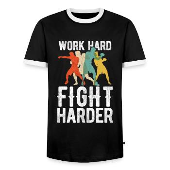 Boxsport Boxing - Männer Kontrast-T-Shirt - Schwarz/Weiß - Vorne - AI Model Female 172 light (172cm) & AI Model Male 178 light (178cm)