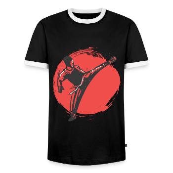 Koreanischer Kampfsport Taekwondo - Männer Kontrast-T-Shirt - Schwarz/Weiß - Vorne - AI Model Female 172 light (172cm) & AI Model Male 178 light (178cm)