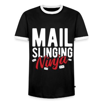 Briefträger Und Paket-Zusteller Für Postboten - Männer Kontrast-T-Shirt - Schwarz/Weiß - Vorne - AI Model Female 172 light (172cm) & AI Model Male 178 light (178cm)