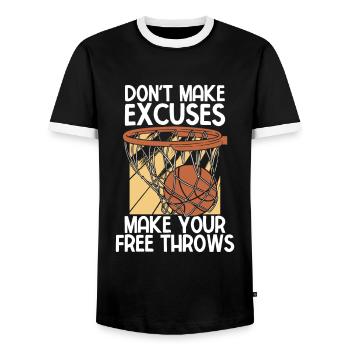 Basketball - Männer Kontrast-T-Shirt - Schwarz/Weiß - Vorne - AI Model Female 172 light (172cm) & AI Model Male 178 light (178cm)