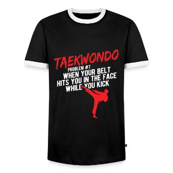 Koreanischer Kampfsport Taekwondo - Männer Kontrast-T-Shirt - Schwarz/Weiß - Vorne - AI Model Female 172 light (172cm) & AI Model Male 178 light (178cm)
