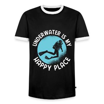 Apnoetaucher Freitaucher Taucher - Männer Kontrast-T-Shirt - Schwarz/Weiß - Vorne - AI Model Female 172 light (172cm) & AI Model Male 178 light (178cm)