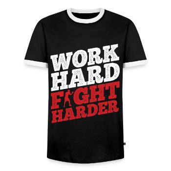 Boxsport Boxing - Männer Kontrast-T-Shirt - Schwarz/Weiß - Vorne - AI Model Female 172 light (172cm) & AI Model Male 178 light (178cm)
