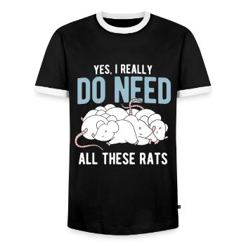 Nagetier Maus Ratte - Männer Kontrast-T-Shirt - Schwarz/Weiß - Vorne - AI Model Female 172 light (172cm) & AI Model Male 178 light (178cm)