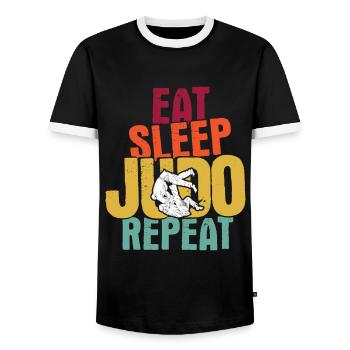 Japanischer Kampfsport Judo - Männer Kontrast-T-Shirt - Schwarz/Weiß - Vorne - AI Model Female 172 light (172cm) & AI Model Male 178 light (178cm)