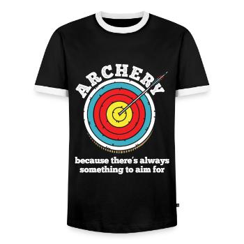 Bogenschießen Archery - Männer Kontrast-T-Shirt - Schwarz/Weiß - Vorne - AI Model Female 172 light (172cm) & AI Model Male 178 light (178cm)