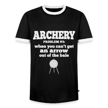 Bogenschießen Archery - Männer Kontrast-T-Shirt - Schwarz/Weiß - Vorne - AI Model Female 172 light (172cm) & AI Model Male 178 light (178cm)