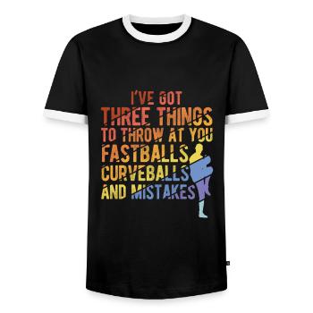 Baseball - Männer Kontrast-T-Shirt - Schwarz/Weiß - Vorne - AI Model Female 172 light (172cm) & AI Model Male 178 light (178cm)