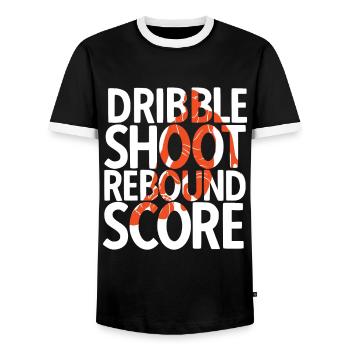 Basketball - Männer Kontrast-T-Shirt - Schwarz/Weiß - Vorne - AI Model Female 172 light (172cm) & AI Model Male 178 light (178cm)