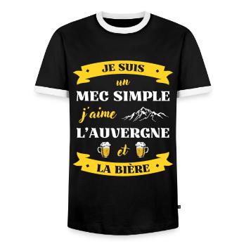 mec simple auvergne biere homme humour auvergnat - T-shirt contrasté Homme - noir/blanc - Devant - AI Model Female 172 light (172cm) & AI Model Male 178 light (178cm)