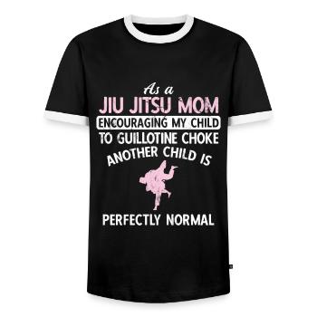 BJJ Jiu Jitsu - Männer Kontrast-T-Shirt - Schwarz/Weiß - Vorne - AI Model Female 172 light (172cm) & AI Model Male 178 light (178cm)