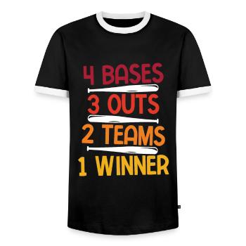 Baseball - Männer Kontrast-T-Shirt - Schwarz/Weiß - Vorne - AI Model Female 172 light (172cm) & AI Model Male 178 light (178cm)