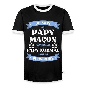 papy maçon homme humour maçonnerie chantier cadeau - T-shirt contrasté Homme - noir/blanc - Devant - AI Model Female 172 light (172cm) & AI Model Male 178 light (178cm)
