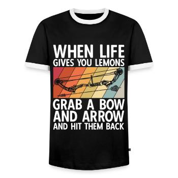 Bogenschießen Archery - Männer Kontrast-T-Shirt - Schwarz/Weiß - Vorne - AI Model Female 172 light (172cm) & AI Model Male 178 light (178cm)