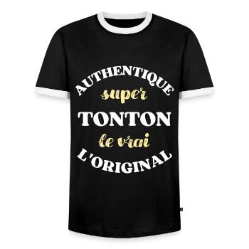 super tonton original humour oncle idée cadeau - T-shirt contrasté Homme - noir/blanc - Devant - AI Model Female 172 light (172cm) & AI Model Male 178 light (178cm)