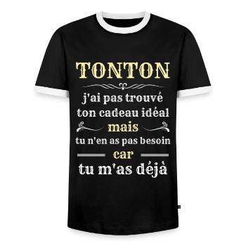 tonton tu mas deja humour oncle homme idée cadeau - T-shirt contrasté Homme - noir/blanc - Devant - AI Model Female 172 light (172cm) & AI Model Male 178 light (178cm)