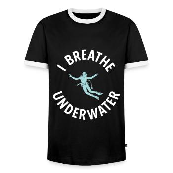 Apnoetaucher Freitaucher Taucher - Männer Kontrast-T-Shirt - Schwarz/Weiß - Vorne - AI Model Female 172 light (172cm) & AI Model Male 178 light (178cm)