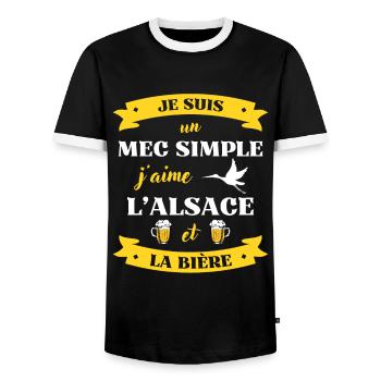 mec simple alsace biere humour alsacien homme - T-shirt contrasté Homme - noir/blanc - Devant - AI Model Female 172 light (172cm) & AI Model Male 178 light (178cm)