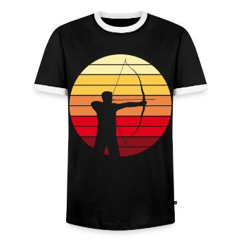 Bogenschießen Bogenschütze Retro Vintage Geschenk - Männer Kontrast-T-Shirt - Schwarz/Weiß - Vorne - AI Model Female 172 light (172cm) & AI Model Male 178 light (178cm)