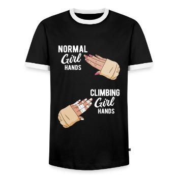 Klettern Bouldern - Männer Kontrast-T-Shirt - Schwarz/Weiß - Vorne - AI Model Female 172 light (172cm) & AI Model Male 178 light (178cm)
